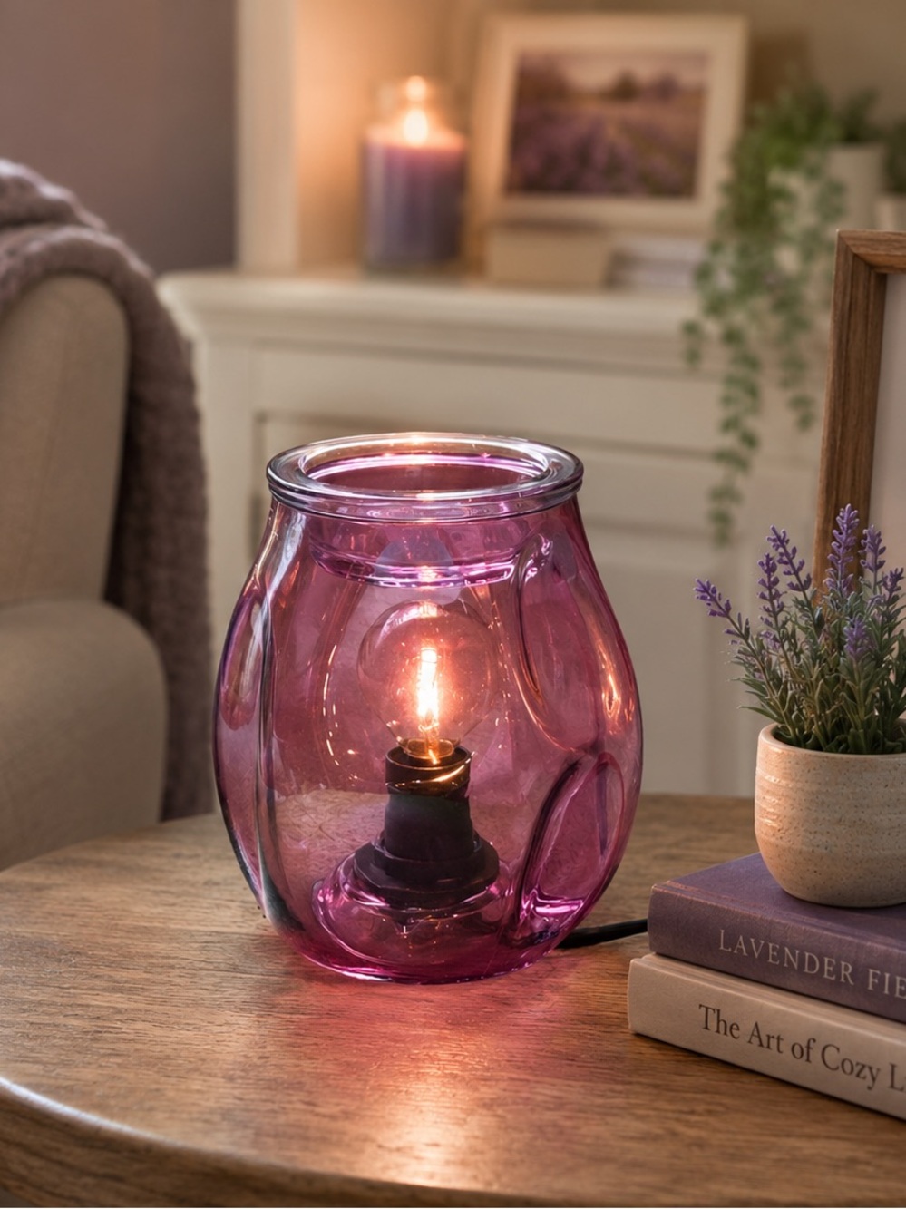 Purple Glass Table Lamp Wax Warmer - Scentsy Bubbled Ultraviolet